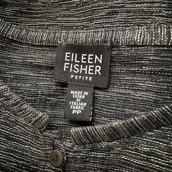 Eileen Fisher Grey Cardigan Sweater Linen Small Petite Minimalist Preppy Classic - Picture 3 of 6